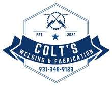 Colts Welding & Fabrication logo: crossed welding torches over a gear inside a hexagon badge